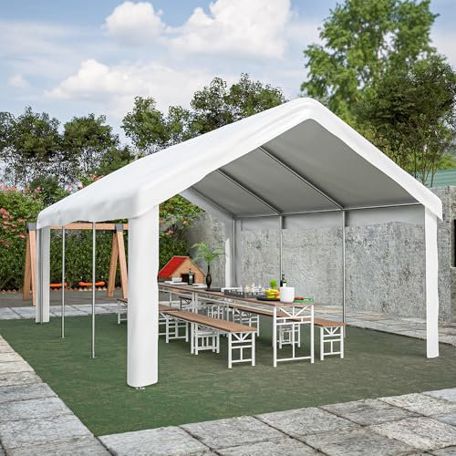 Thanaddo 3 x 6 x 2,8 m Garagenzelt Carport, Zeltgarage mit abnehmbaren Seitenwänden, Partyzelt Garage Lagerzelt, Weiß