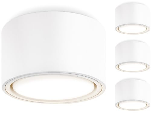 GeyouLux 4x LED Aufbauspots Aufbaustrahler Weiß - Ø95x55mm - Aufputz Spots Decke inkl. 6W 680LM GX53 LED Modul 230V-4000K Neutralweiß - Deckenspots Aluminium, Aufbauleuchte, Aufputz Deckenstrahler LED