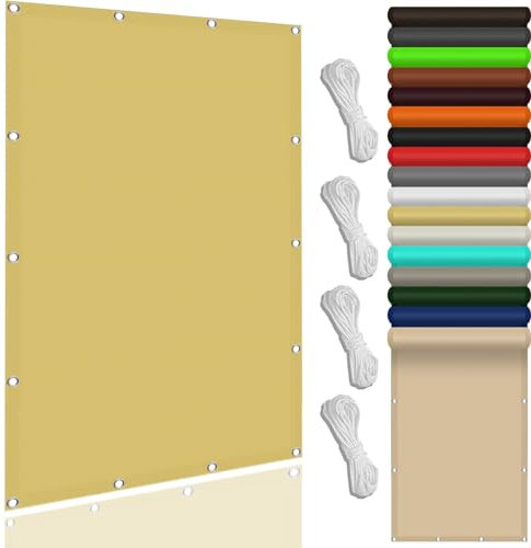 Vela Ombreggiante Rettangolare 120 x 320 cm Impermeabile, Protezione Antivento 98% Anti UV Parasole con Occhielli Tessuto Ombreggiante per Esterno Giardino Terrazza, Color Crema