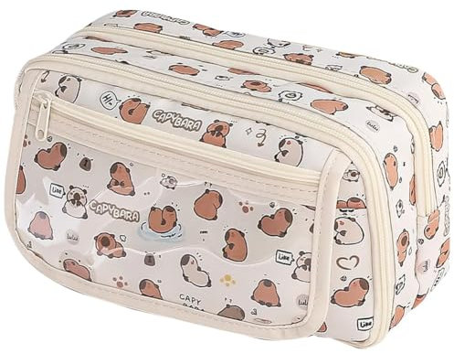 Federmäppchen, Niedliches Capybara-Federmäppchen mit Fächern, Tragbares Federmäppchen, Großes Federmäppchen, Federmäppchen für Schule, Mädchen Jungen schulsachen Federmappe, Schreibtischzubehör