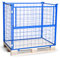 HHL Euro-Gitterbox mit klappe | Gitteraufsatzrahmen H1000 x B1200 x L800mm für aufbewahrung| Faltbarer Gitterrahmen für Euro-palette | Gitterbehälter aus Stahl | Gitterboxen für Holz, Lager | Blau