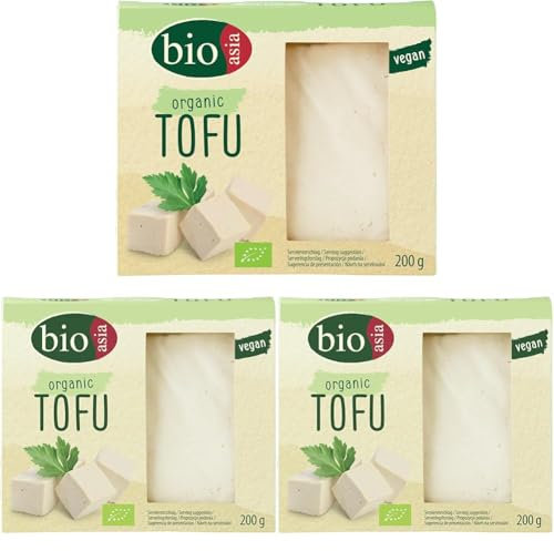 Bioasia Bio Tofu – Neutraler Bio Tofu – Von Natur aus vegan und glutenfrei – 1 x 200 g (Packung mit 3)