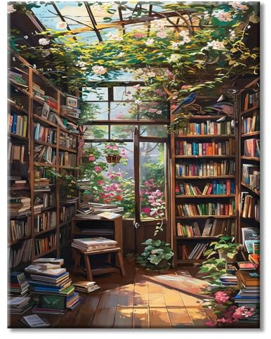 LZLHDE Paint by Numbers for Adults Blumenzimmer, Painting by Numbers for Adults DIY Canvas Kits, Paint by Number Crafts Kits for Relax and De-Stress Gift Home Decoration 16x20inch