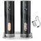 CIRCLE JOY Electric Salt and Pepper Grinder Set Top-Refill Rechargeable Salt and Pepper Mill Grinders with Storage Base, Adjustable Coarseness, 110ml Capacity and White LED Light, Black