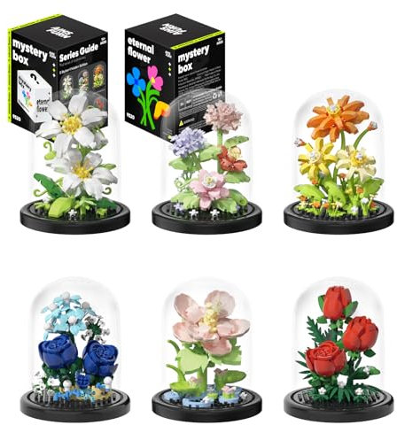 AIHSFURN Kit di fiori eterni in mattoncini con scatola a sorpresa. I fiori artificiali sono adatti per la decorazione della casa. È un regalo creativo DIY per adulti (uomini/donne) - in unità singola