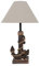 Grafelstein Tischlampe ANKER braun D35cm aus Holz mit Muscheln und Juteband Tau maritim E27