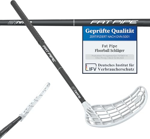 FAT PIPE Floorball Schläger Unihockey Stock Nitro 27 WIZ - Black White - IFF Zertifiziert, mit WIZ Schaufel/Kelle