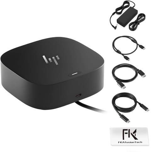 HP Docking station per doppio monitor Bundle – 1 anno di garanzia, HP USB-C G5 Dock per laptop USB-C e Thunderbolt con adattatore CA da 120 W + cavi HDMI e DisplayPort + cavo USB