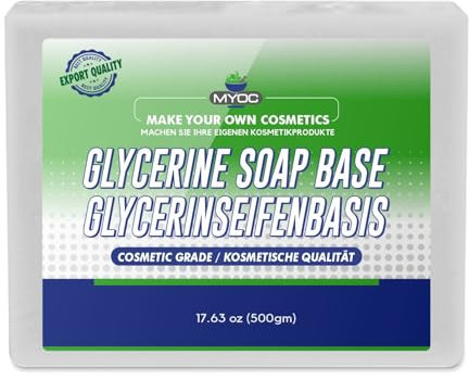 MYOC Glycerin-Seifenbasis | Glycerin, Aloe Vera und Rosenextrakt | Schmelz- und Gießbasis für die DIY-Seifenherstellung | 500 g / 17,63 Unzen