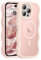 UEEBAI Coque Magnétique pour iPhone 12/12 Pro Compatible avec Recharge sans Fil, Wave Frame Étui en Silicone Liquide, Housse de Protection Antichoc Bumper Cover Case avec Anti-Rayures, Rose