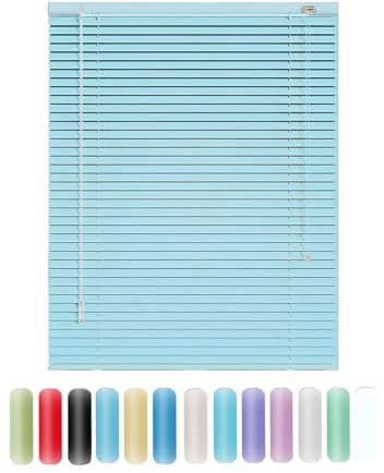 Tende Veneziana in Alluminio su Misura Larghezza 25-165cm Altezza 50-290cm, Privacy, 25mm Persiane Veneziane Orizzontali per Finestre Interne(Sea Blue)