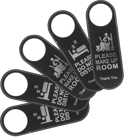 COSMEVIVI Lot De 5 Plaques De Porte Double Face En Cuir Beige, Panneaux «ne Pas Déranger» Et «veuillez Chambre», Accroche-porte Hôtel Résistants à L'usure, Convient Pour Chambres D'hôtel Et Salons