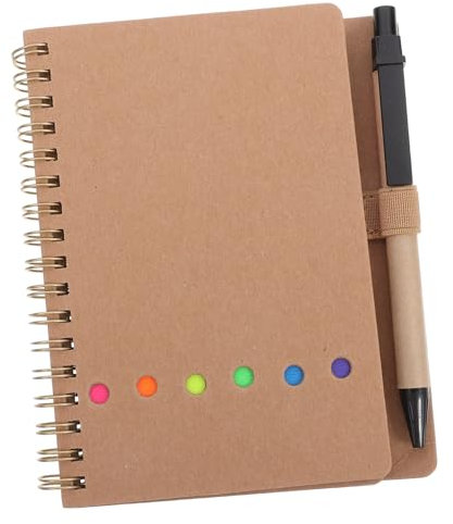 DIKACA kleines Spiralheft Notebook Sticky Tabs Taschennotizbuch mit Stift Spiralnotizbuch mit Taschen farbiges Notebook -Papier Notizbücher mit Tabs Eisen Khaki