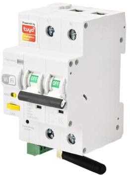 gloca Interruttore Magnetotermico Wi-Fi Smart Conta Energia Con App Tuya Smart Riarmo Automatico Tramite APP 3M 2P 63A 220V