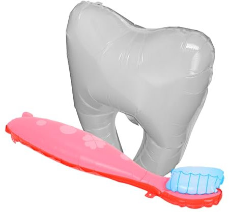 Kisangel 2stücke Aufblasbarer Zahnballon Weiße Zahnfolienballons Für Babyparty-zahntafel-dekorationen Stabile Aluminiumkonstruktion Für Erste Zahnparty Geburtstagsparty Und