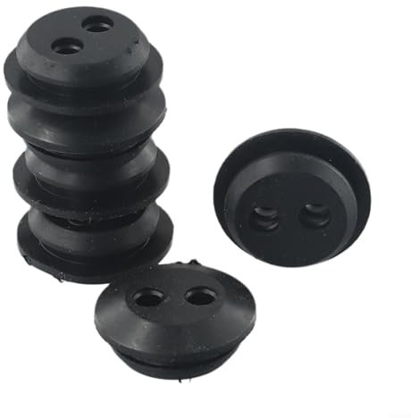Rubber Grommet Fuel Tank Seal 2 Holes Washer For Brush Cutter Grass Trimmer Oil Pipe Hose Replacement Parts 6 Pack Black 20Mm Bottom Diameter Garden Tools Accessories