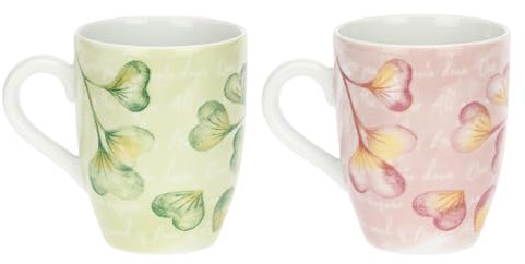 THUN - Set 2 Mug - porcellana - Collezione Cuori in fiore - 13 x 6 cm
