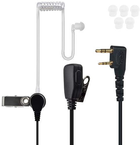 YNIBST Covert Air Tube Walkie Talkie Earpiece, Headset with PTT Mic | Compatible with Kenwood Baofeng Wouxun UV-5R UV-82 BF-888S Two Way Radio, with 5 Replacement Earbuds