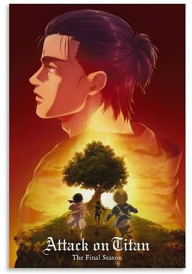 HAUEBDANSEY Poster Attack on Titan, ästhetisches Vintage-Wandkunst, Leinwandposter, dekoratives Gemälde, Wohnzimmer, Schlafzimmer, Dekoration, 30 x 45 cm, ungerahmter Stil