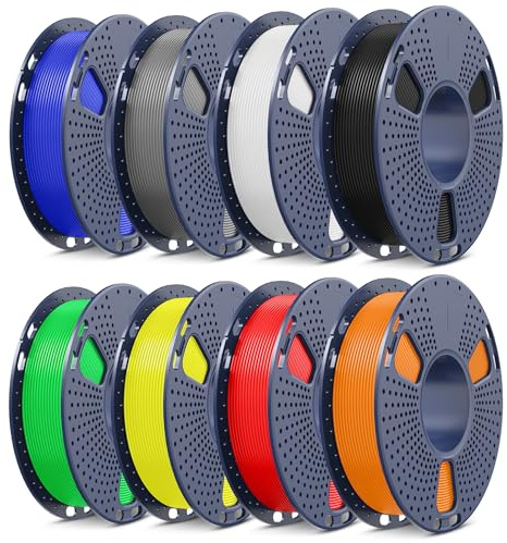 SUNLU 250g High Speed PLA+2.0 Filament Set 8 Farben, PLA Plus 2.0 Filament | 600mm/s Hochgeschwindigkeits, Hohe Zähigkeit & Schlagfestigkeit, 250G Spule Schwarz+Weiß+Grau+Rot+Blau+Grün+Gelb+Orange