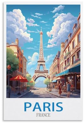 CLFMHNAS Poster, Motiv: Paris Frankreich, Vintage-Reiseposter, 20 x 30 cm, Leinwand-Kunstdrucke