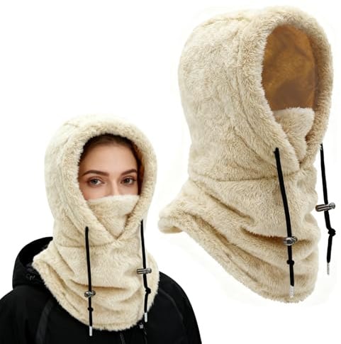 VGMANNTA Plüsch Sturmhaube Damen Herren Kapuzenschal Winter Thermo Skimaske mit Nackenwärmer Multifunktionale Wolle Balaclava Wintermütze Damen Unisex für Sport und Outdoor