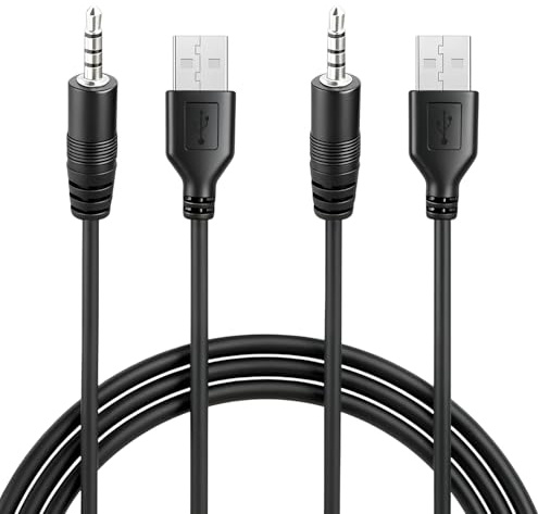 Bgfaquri Cable USB a Conector 3.5 mm Macho para Carga, Conector de AUX Macho a USB 2.0 Compatible con Auriculares Recargables y Dispositivos Personales con Puerto de Alimentación 3.5 mm, 1m