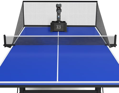 ROMYIX Table Tennis Robot Ping Pong Ball Machine with Net & 100 Balls,10 Programmable Modes, 2.4G Remote Control, Adjustable Speed & Spin, Professional Tennis Ball Machine for Solo Practice