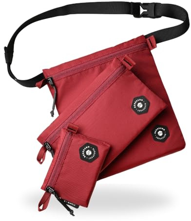 NORDKAMM Rucksack Organizer 3er Set, Modell Etamin, Rucksack Zubehör & Zusatztaschen, klein und perfekt zum Reisen, mit Hüftgurt (Red)