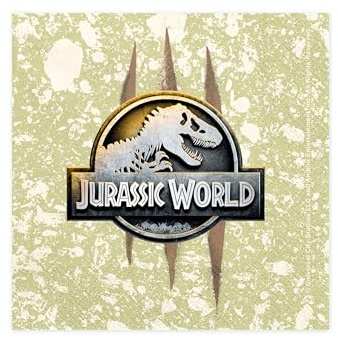 Servietten Jurassic World 33x33cm Papier 20 Stk mit Logo - Dino Partyservietten - Papierservietten 2-lagig Kindergeburtstag - Tischdeko Dinosaurier Party Kinderparty - Grün Beige