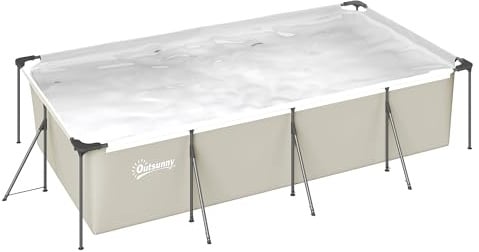 Outsunny Piscine Tubulaire Rectangulaire 394,5x208,3x80,5 cm 6075 L Gris