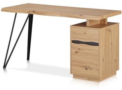 KHG Büro-Schreibtisch Eiche Nachbildung mit Stauraum und Schublade
