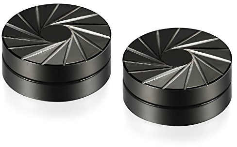 Flongo Ohrringe 1,2mm Edelstahl Gestüt Stecker Ohrringe Ohrstecker Schwarz Silber Fake Plug Piercing Expander kein Loch Non Stechen Körper Schmuck Herren,Damen
