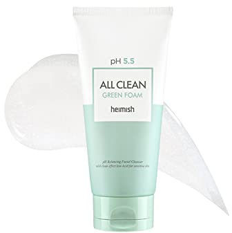 HEIMISH All Clean Green Foam Feuchtigkeitsspendender Gesichtsreiniger, Hydratisierender Sanfter Gelreiniger, Tägliche Gesichtsreinigung für Empfindliche Haut mit Aminosäuren, pH 5,5, 150g