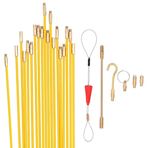 Jeemitery Tiges de câble en fibre de verre de 7,2 m, kit de traction pour fil électrique | Bâtons de pêche pour câblage mural coaxial