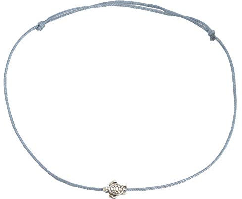 Selfmade Jewelry Fußkettchen Damen Silber Schildkröte Handgemachtes Fußband Größenverstellbar Inkl. Geschenk-Verpackung (Silber - Grau)