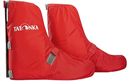 Tatonka Regenüberschuhe Velo Gaiter L (Gr. 43-46) - wasserdichte Fahrrad-Überschuhe mit Reflexstreifen und regulierbarer Beinweite - Größe L (Schuhgröße 43-46) - Damen und Herren - rot