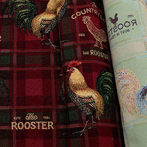 STOFFKONTOR Gobelin Möbelstoff Dekostoff Stoff Rooster - Meterware, rot - für Dekorationen, Vorhänge, Kissen, Homeaccessoires uvm.