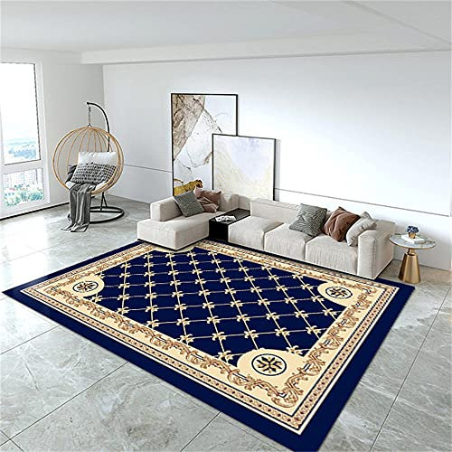 RUGMRZ Tapis Noel Salon Tapis Salon Poil Ras Tapis de Salon de Luxe imprimé Floral Bleu Rectangle Chinois Lavable 120X140CM Tapis Bebe