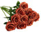 IUKnot Künstliche Rosen, offener Blumenstrauß, künstliche Rosenstiele für Hochzeitsarrangement, Brautstrauß, Tafelaufsatz, künstliche Seidenblumen, gebranntes Orange, 10 Stück