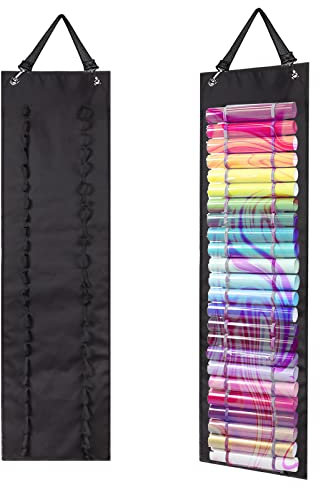 CDIYTOOL Vinyl Roll Holder, 48 Holes Storage Rack, Wall Mount/Over The Door Hanging Organizer for Vinyl Sheets/Heat Transfer Paper/Wrapping Paper/Design Drawings