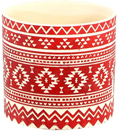 Décolines Mini Cache Pot Rouge Cylindre Mexicain en céramique 7 cm