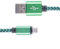 REY Cable USB Macho a Micro USB Macho Malla Reforzada Trenzada Negro - Verde 2 Metros Anti enredos