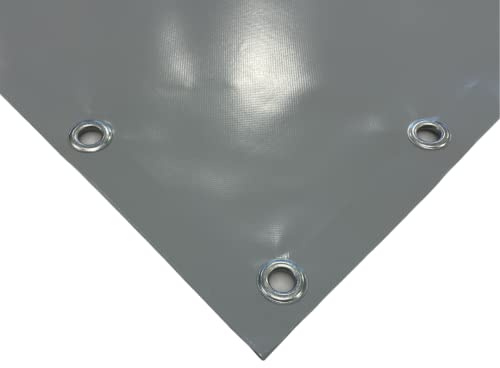 TENDAGGIMANIA PVC-Plane mit Ösen aus Aluminium, 650 g/m²- extra stark -mit umlaufendem Saum und Rundösen im Abstand von ca. 50cm - Massnahme 3m x 7m - Farbe: Dunkelgrau 071