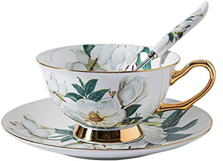 ZOGBX Vajillas para Desayuno,Juego de Tazas de la Tarde Inglesa Vintage,Juegos tazas te porcelana inglesa,Conjunto de taza de té floral,Tazas de café for fiestas de oficina 7.04oz