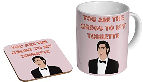 profiles Lustige Keramik-Kaffeetasse mit Untersetzer von Succession Greg Tomelette, Geschenkset