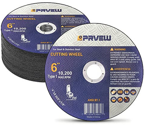 PRVEW 25-Pack 6 Inch Cut Off Wheels,6x0.045x7/8 Cutting Wheels, Angle Grinder Cutting Disc General Purpose Cut-Off Wheel(6-Inch)