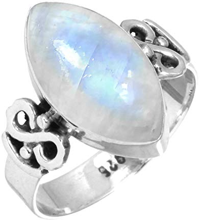 Jeweloporium Natürlicher Edelsteinring für Frauen, Tigerauge, Lapislazuli, Onyx, Kristall, Marquise, Boho, echtes 925er Sterlingsilber, handgefertigter Schmuck