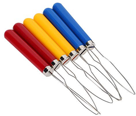 6 Stück Knopfhaken mit Drahtschlaufe, Einhand-Knopfwerkzeug, Knopfhaken und Reißverschlusszug, Reißverschlussknopfhaken, Hilfswerkzeug Zum Ziehen von Reißverschlüssen, Reißverschlusszieher und Hilfswe