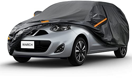 Kayme Autoabdeckung Wasserdicht Atmungsaktiv Passend für 1992-2024 Nissan Micra/March,Vollgarage Autoplane für Regen Sonne Staub Schutz, Faltgarage Abdeckung Auto Abdeckplane(3-7 Tage liefern)